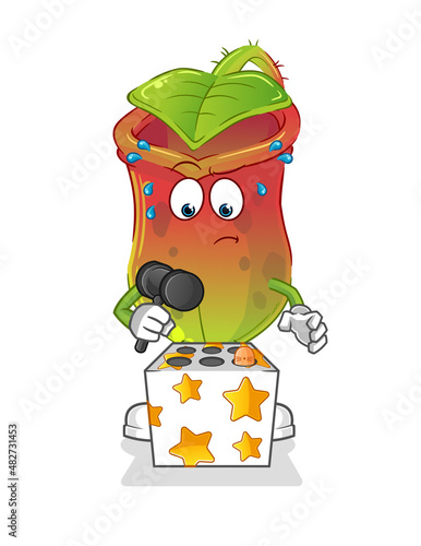 Nepenthes play whack a mole mascot. cartoon vector