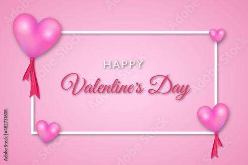 Clean and simple valentines day background with white frame and heart pattern