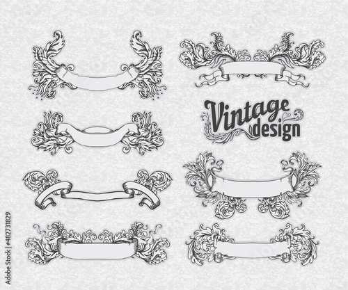 Vintage design elements set. Ribbons. Vector illustration.