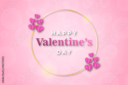 Background for valentines day with elegant color and gold frame with smooth typography inside.