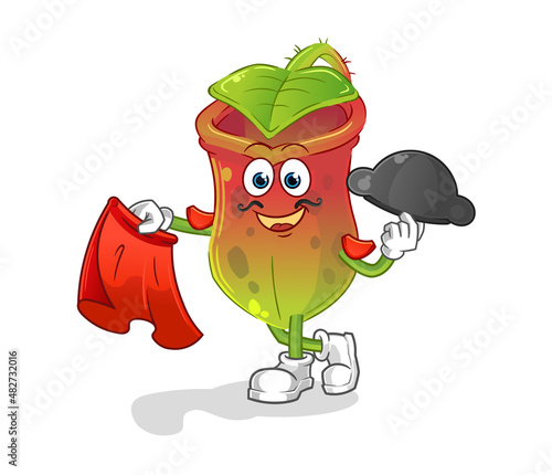 Nepenthes matador with red cloth illustration. character vector
