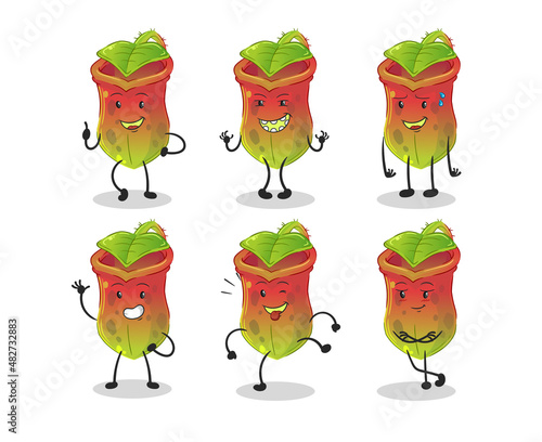Nepenthes happy set character. cartoon mascot vector