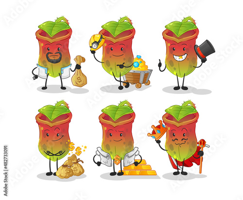 Nepenthes rich group character. cartoon mascot vector