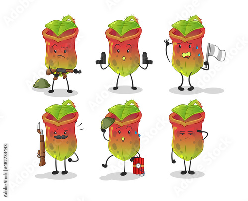 Nepenthes troops character. cartoon mascot vector