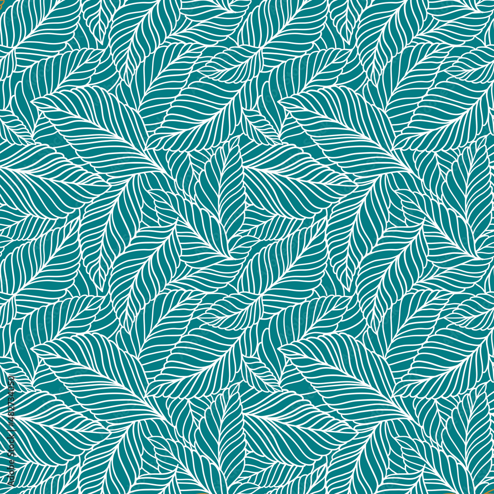 Elegant seamless pattern with delicate leaves. Vector Hand drawn floral background.