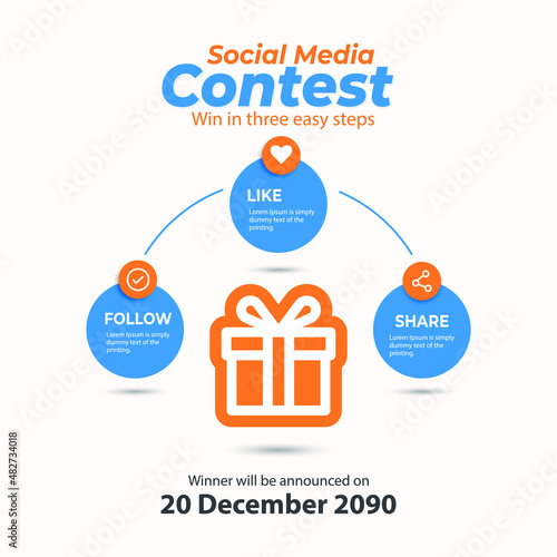 Giveaway banner template. Gift social media. follow like share.