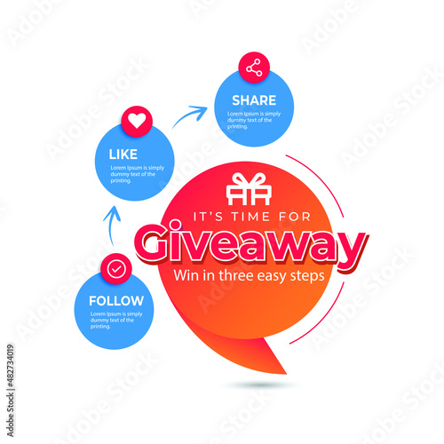 Giveaway banner template. Gift social media. follow like share.