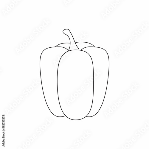 Bell pepper vector illustration cartoon isolated on white background. Cute bell pepper vector cartoon coloring page.