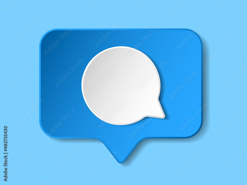 Comment notification paper cut icon. Volumetric blue square template with white speech bubble. Best for web, social media and mobile apps. Comment notification paper cut icon. Volumetric blue square template with white speech bubble. Best for web, social media and mobile apps.