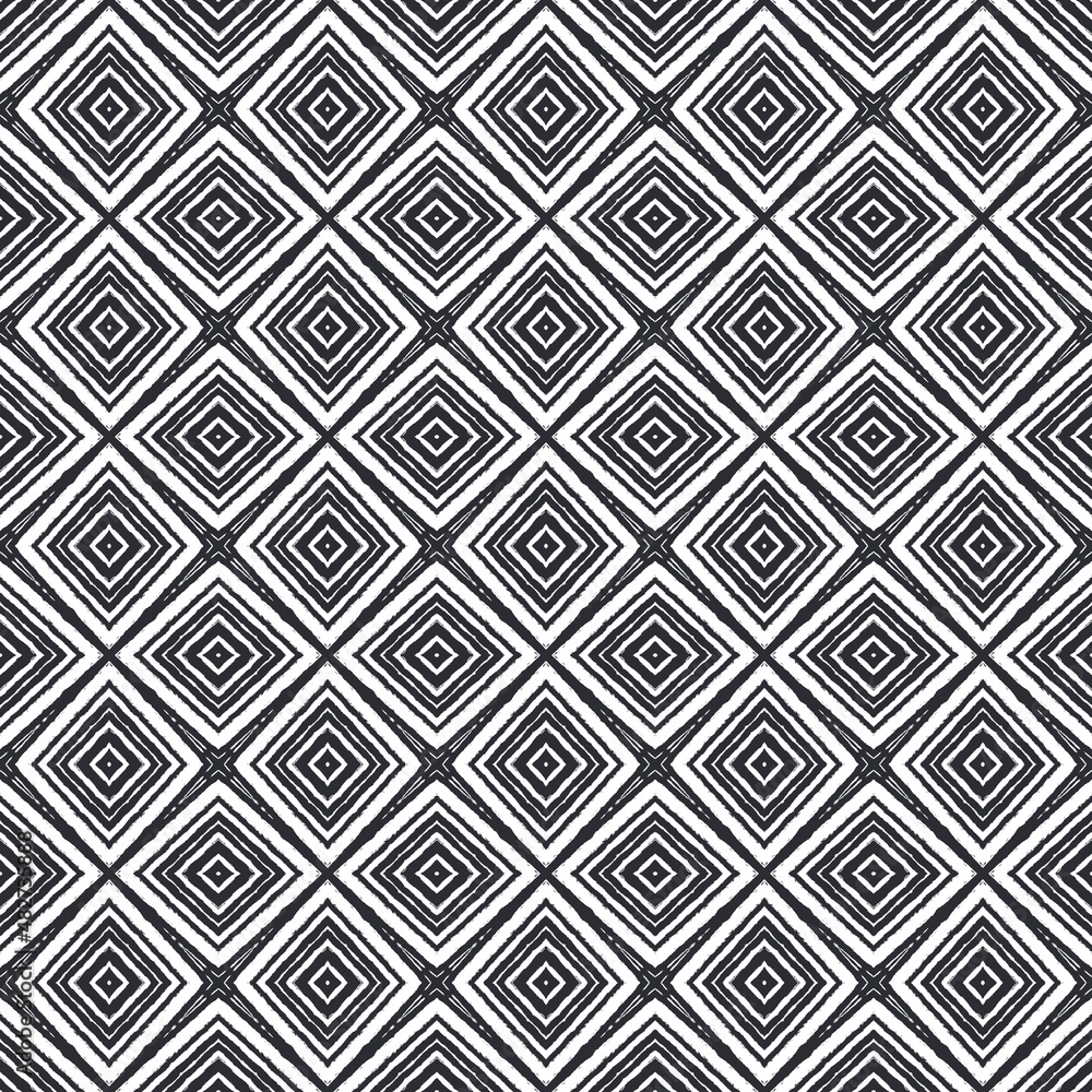 Ikat repeating swimwear design. Black Ikat repeating swimwear design. Black