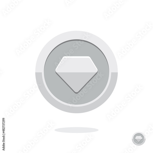 Coin icon. Coin with the diamond. Silver coin. Medal. Reward badge. Diamond. Game currency. Game coin. Money symbol. Game elements. Bank payment symbol. Precious stone. Game purchases. Gemstone. Gem