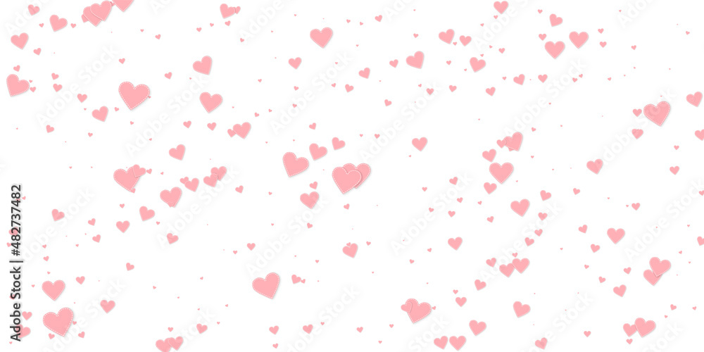 Pink heart love confettis. Valentine's day falling