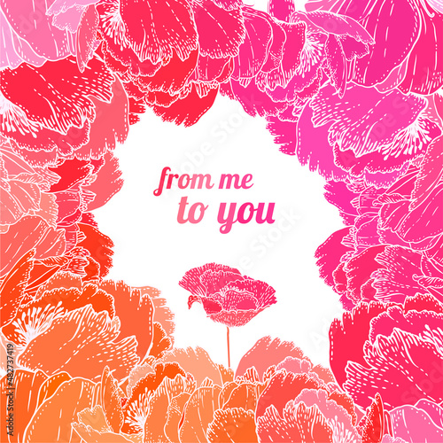 Vector pink wedding floral background. Hand drawn vector illustration.