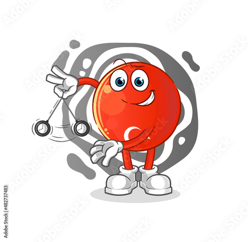 turkish flag hypnotizing cartoon. cartoon mascot vector