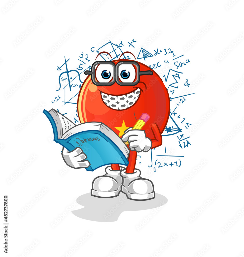 Obraz premium vietnamese flag geek cartoon. cartoon mascot vector