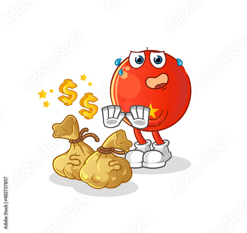 vietnamese flag refuse money illustration. character vector