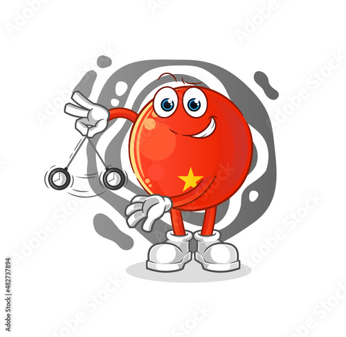 vietnamese flag hypnotizing cartoon. cartoon mascot vector