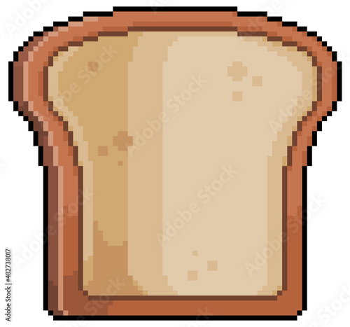 Pixel art slice of bread vector icon for 8bit game on white background