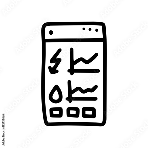 utility bill payment app line vector doodle simple icon