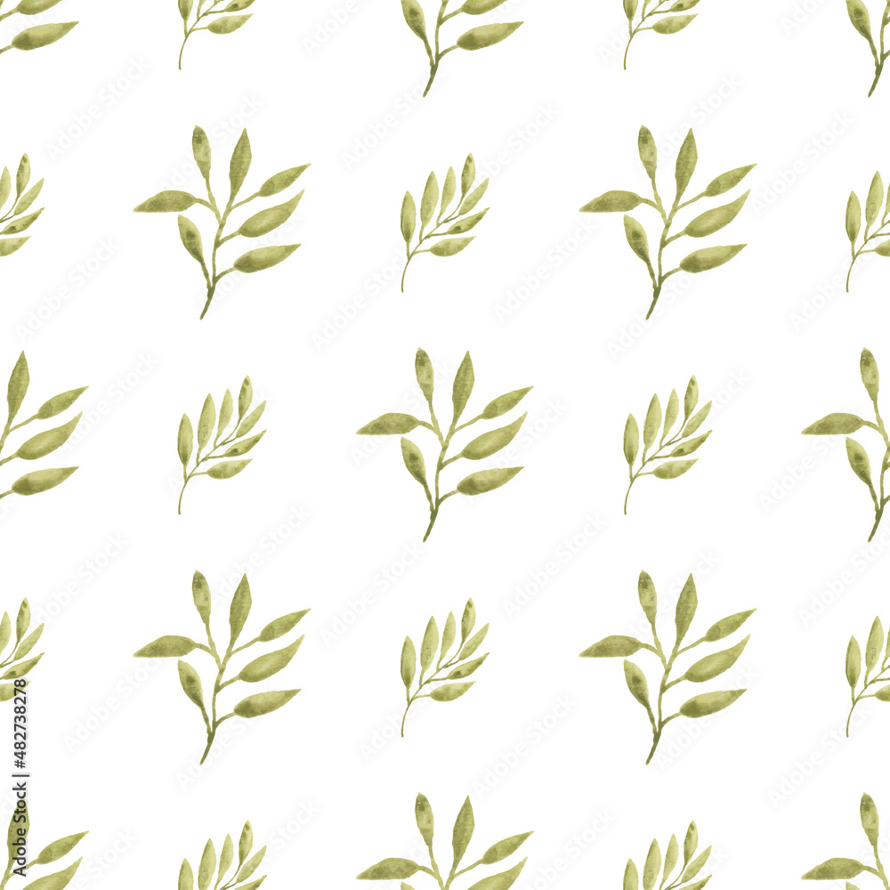 Watercolor leaf seamless pattern Watercolor leaf seamless pattern
