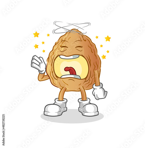 almond yawn character. cartoon mascot vector