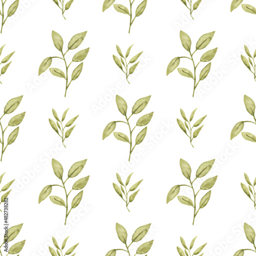 Watercolor leaf seamless pattern