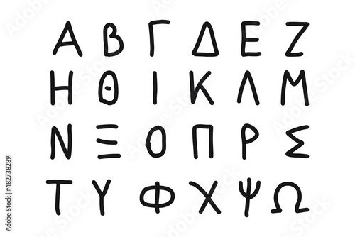 greek alphabet. Set of hand drawn doodle greek alphabet. vector illustration