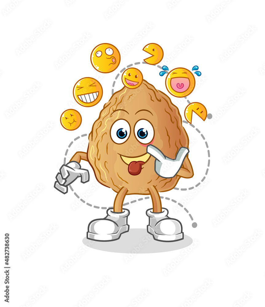 almond laugh and mock character. cartoon mascot vector almond laugh and mock character. cartoon mascot vector