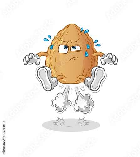 almond fart jumping illustration. character vector