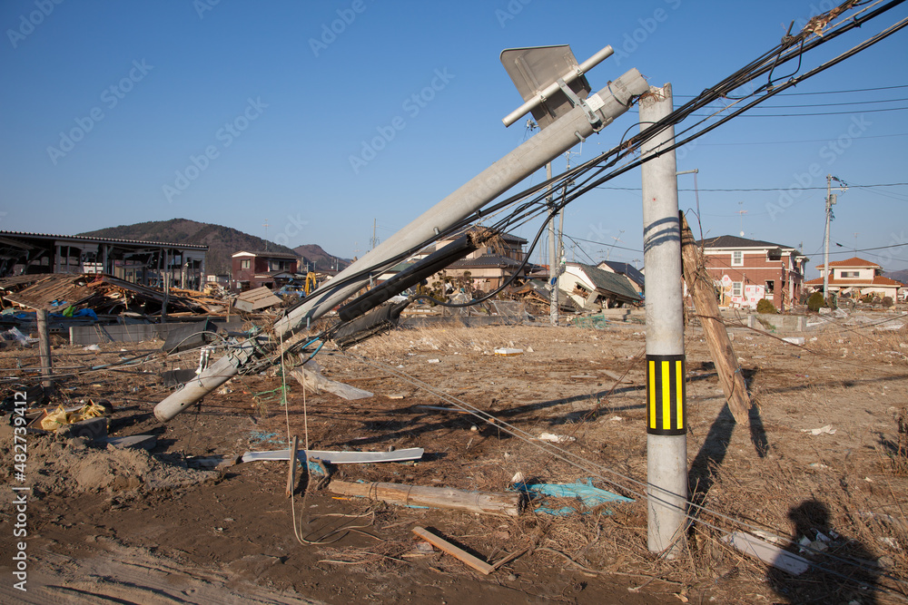 Obraz premium 일본 지진 대지진 긴급구호 재난