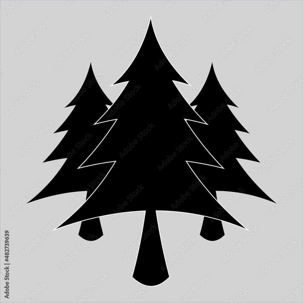 Obraz premium Tree sign icon in flat style. Vector illustration of forest branch on a gray isolated background. Hardwood business concept. 
