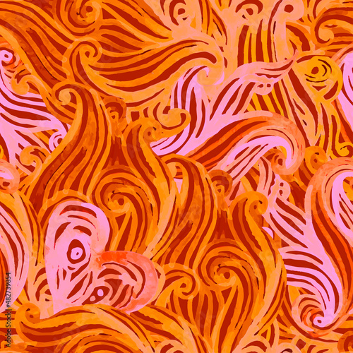 Seamless watercolor paisley pattern