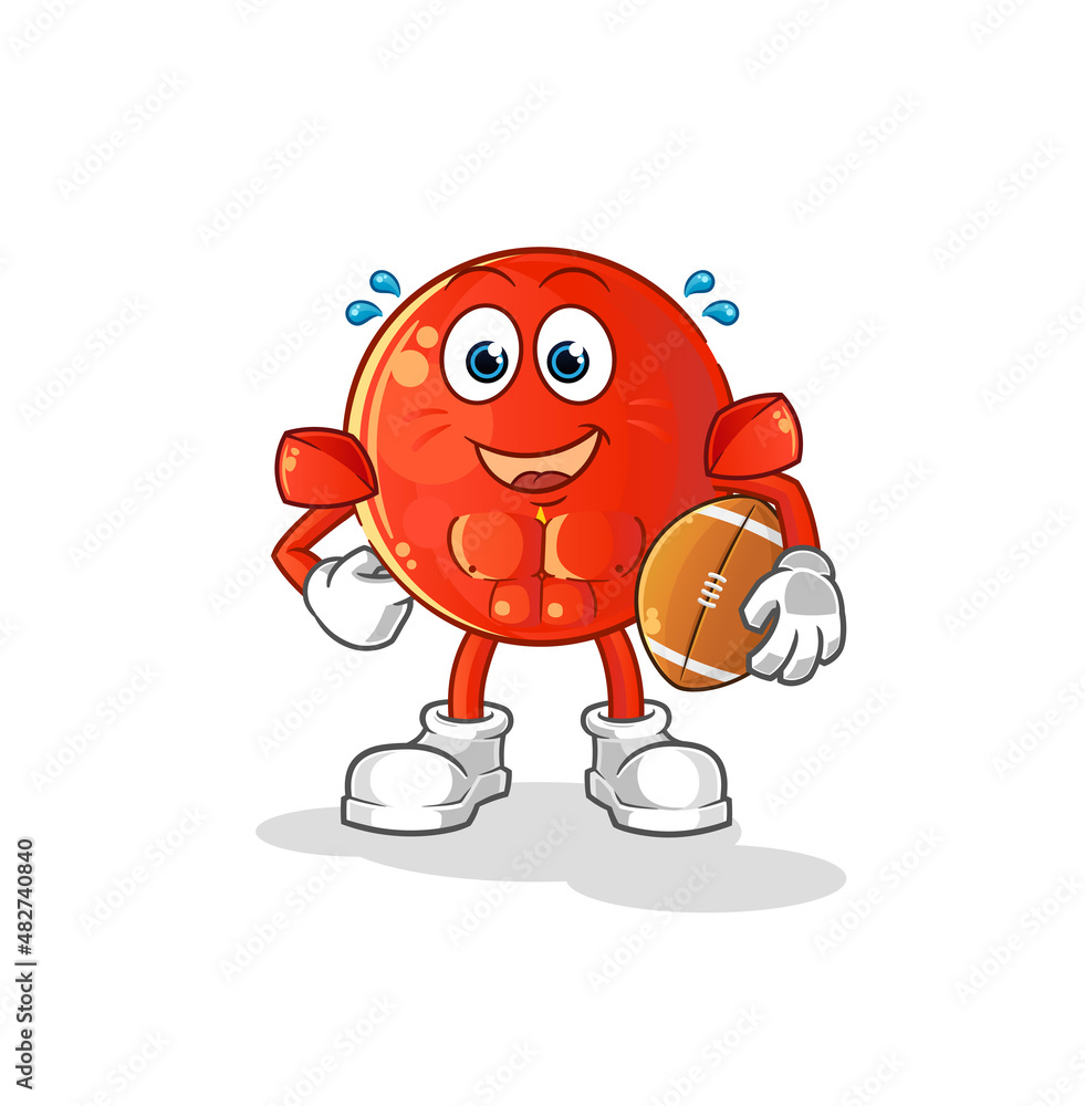 Obraz premium vietnamese flag playing rugby character. cartoon mascot vector