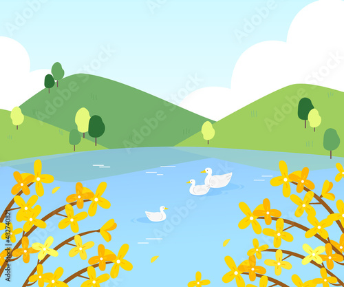A collection of exciting spring scenery illustrations.
