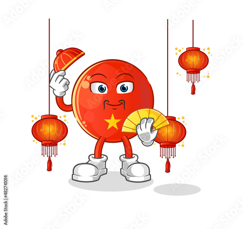vietnamese flag Chinese with lanterns illustration. character vector
