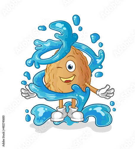 almond fresh with water mascot. cartoon vector