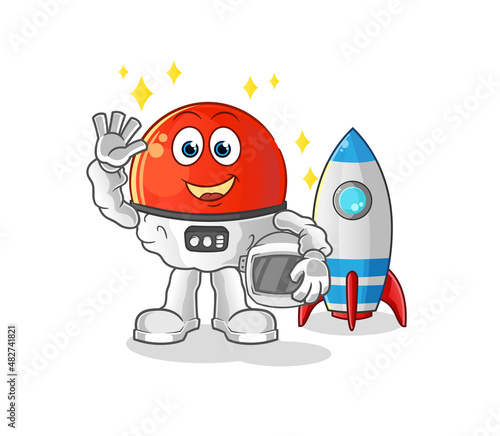 turkish flag astronaut waving character. cartoon mascot vector