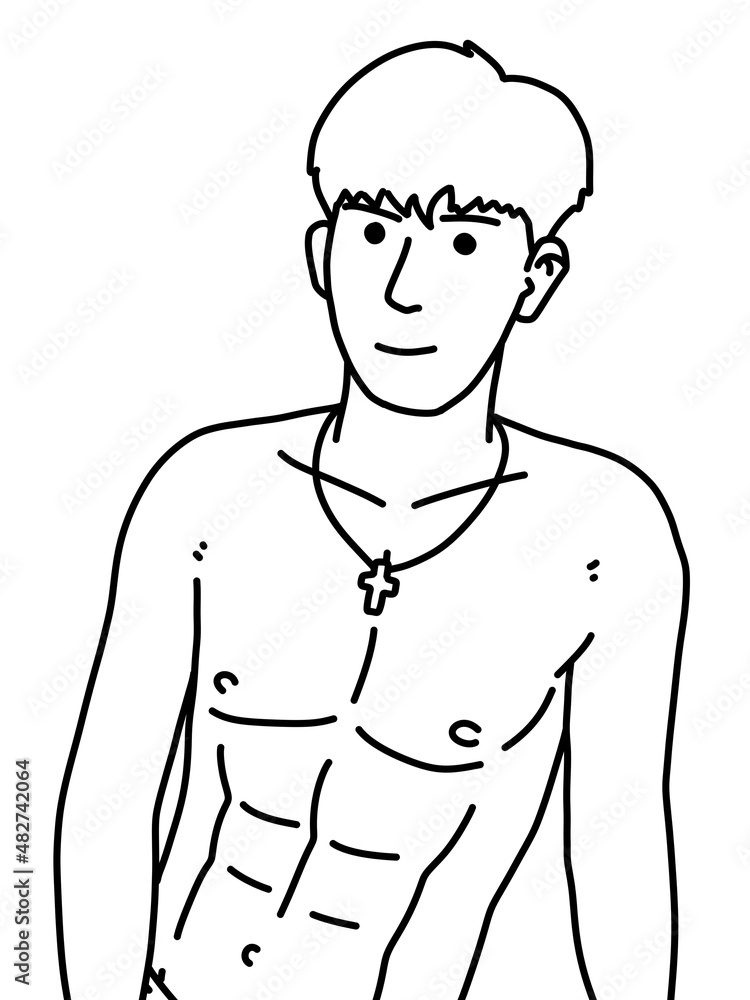 Fototapeta premium black and white of man cartoon for coloring