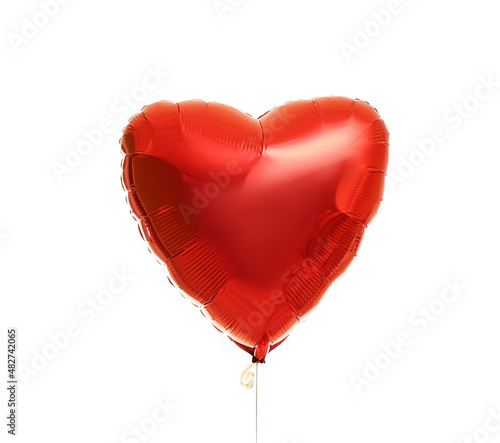 Beautiful heart-shaped balloon for Valentine's Day celebration on white background