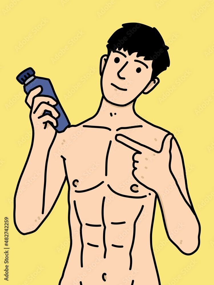 Fototapeta premium cute man cartoon on yellow background