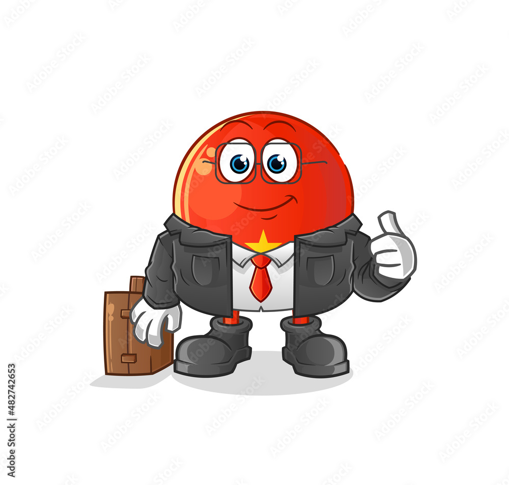 Obraz premium vietnamese flag office worker mascot. cartoon vector