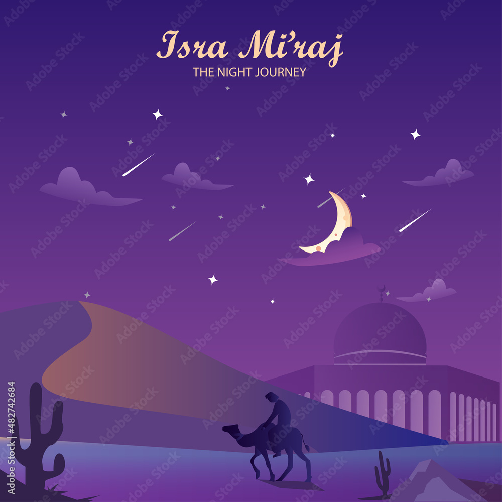 the concept of isra and mi'raj; the Night Journey. Flat vector template style Suitable for Web Landing Pages. the concept of isra and mi'raj; the Night Journey. Flat vector template style Suitable for Web Landing Pages.