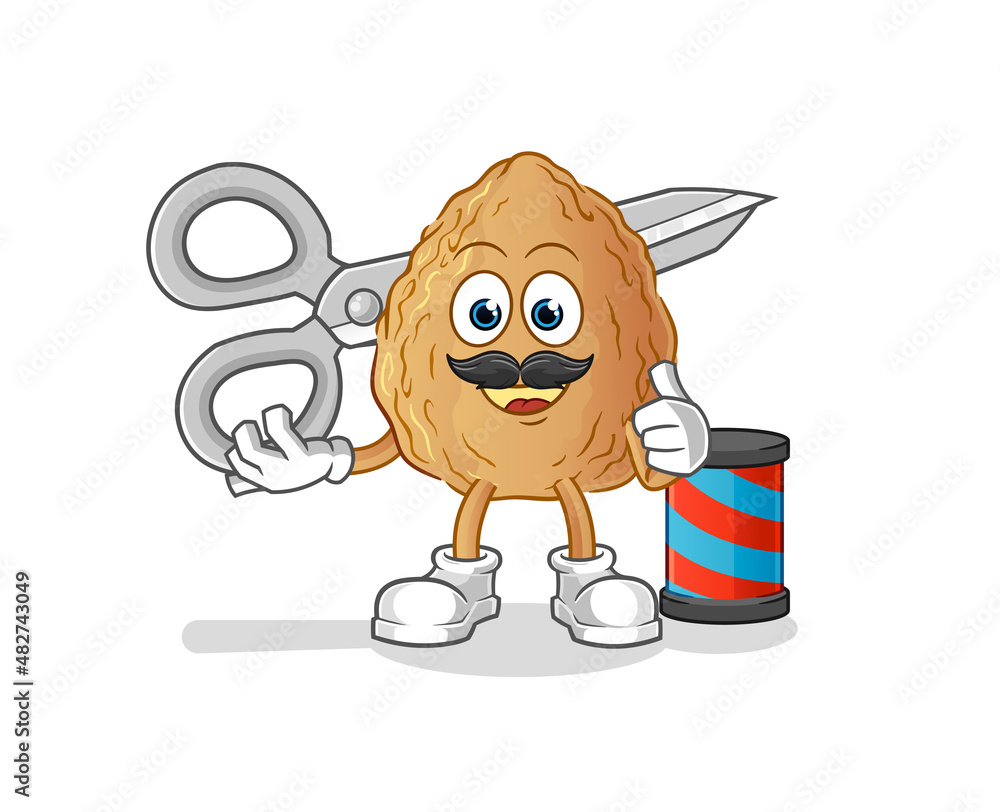 Fototapeta premium almond barber cartoon. cartoon mascot vector
