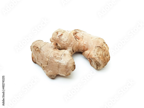 Organic dried ginger without chemicals The taste is spicy inside. isolated on a white background isolated on a white background.