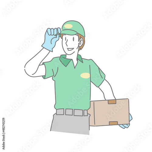 荷物を届ける宅配配達員
