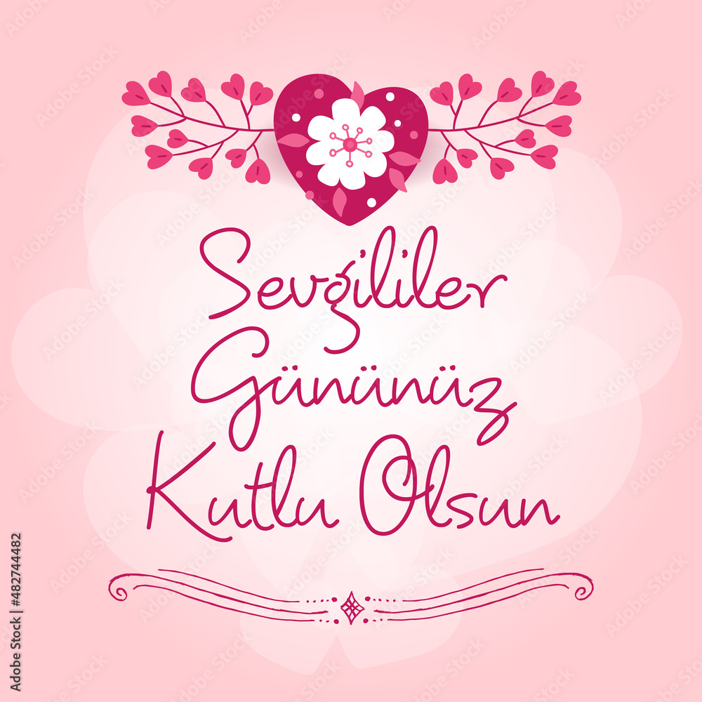 Turkish (14 Şubat sevgililer gününüz kutlu olsun) 14 February happy valentines day greeting card vector illustration stock illustration Turkish (14 Şubat sevgililer gününüz kutlu olsun) 14 February happy valentines day greeting card vector illustration stock illustration