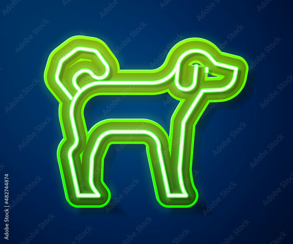 Glowing neon line Dog icon isolated on blue background. Vector Glowing neon line Dog icon isolated on blue background. Vector