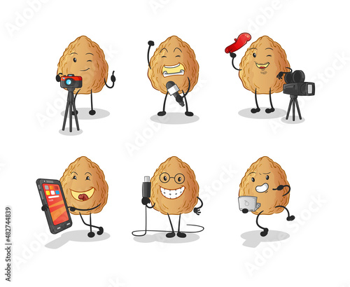 almond technology group character. cartoon mascot vector