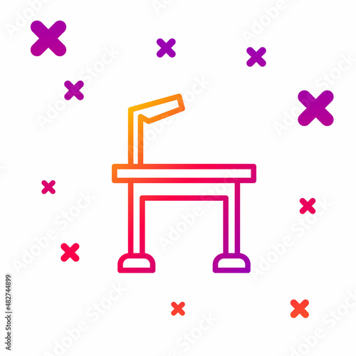 Color line Pet grooming table icon isolated on white background. Gradient random dynamic shapes. Vector