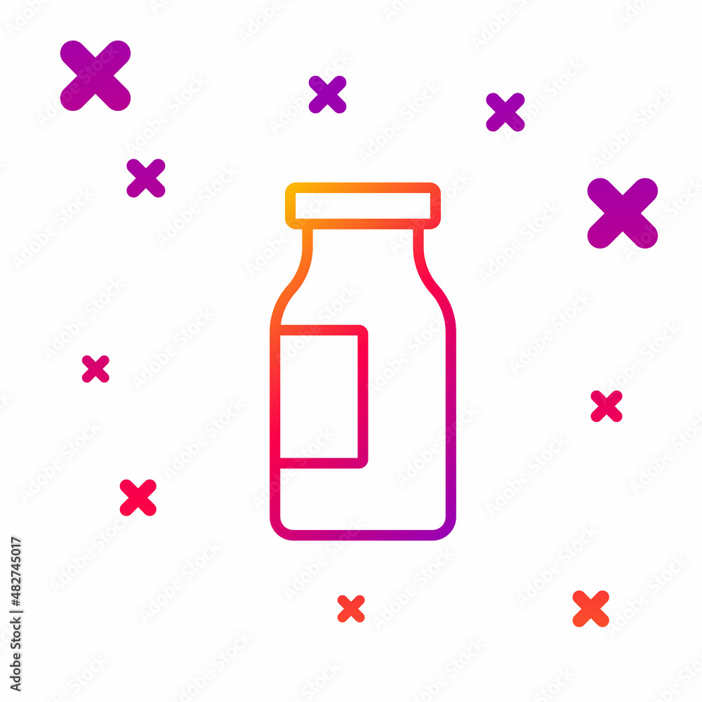 Color line Closed glass bottle with milk icon isolated on white background. Gradient random dynamic shapes. Vector Color line Closed glass bottle with milk icon isolated on white background. Gradient random dynamic shapes. Vector